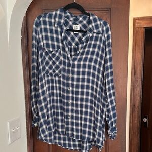 BDG Navy and White Checkered Shirt
